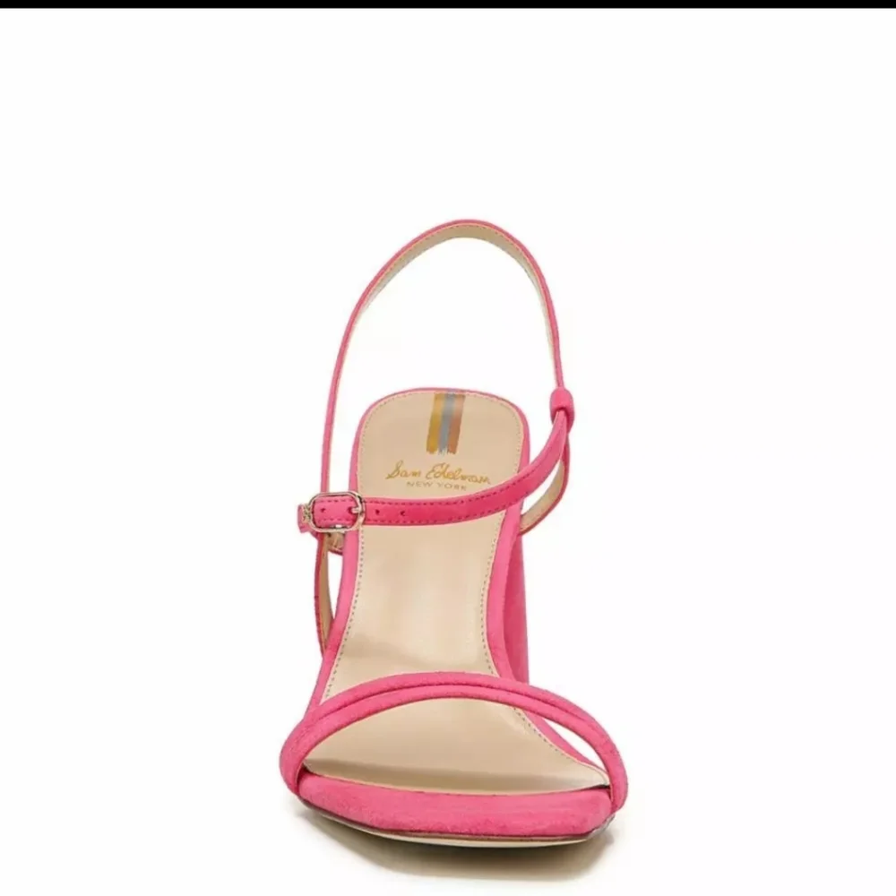 Sam Edelman Kit Slingback Dahlia Pink Suede Block Heel Sandal - Picture 2 of 6